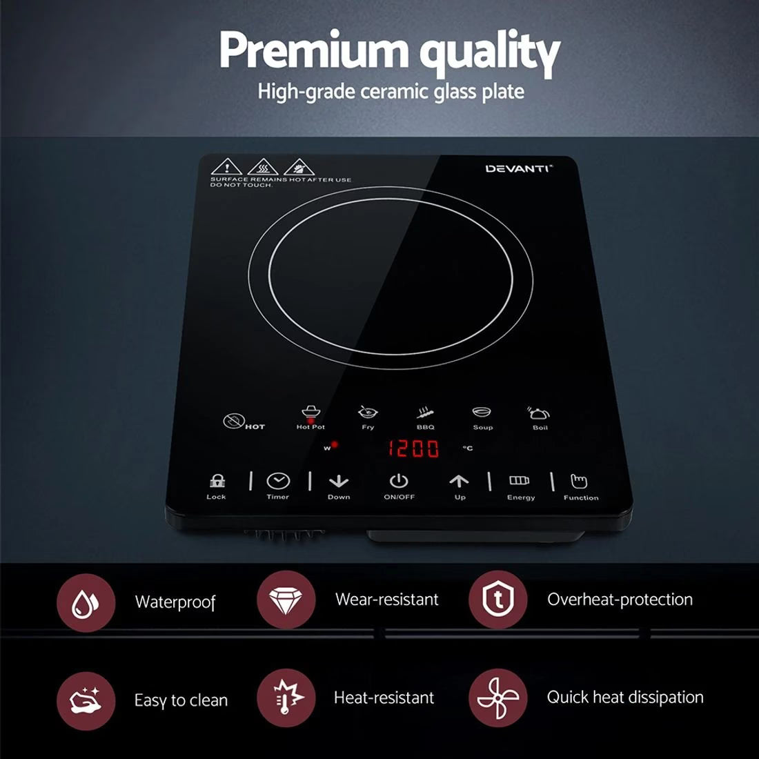 Devanti Electric Ceramic Cooktop - Black
