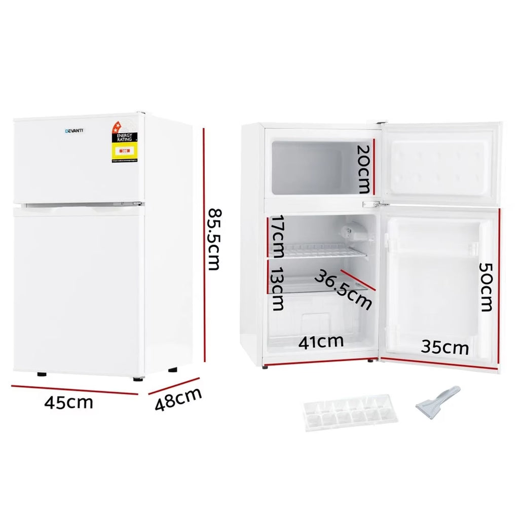 Devanti 85L Bar Fridge Mini Freezer Refrigerator - White