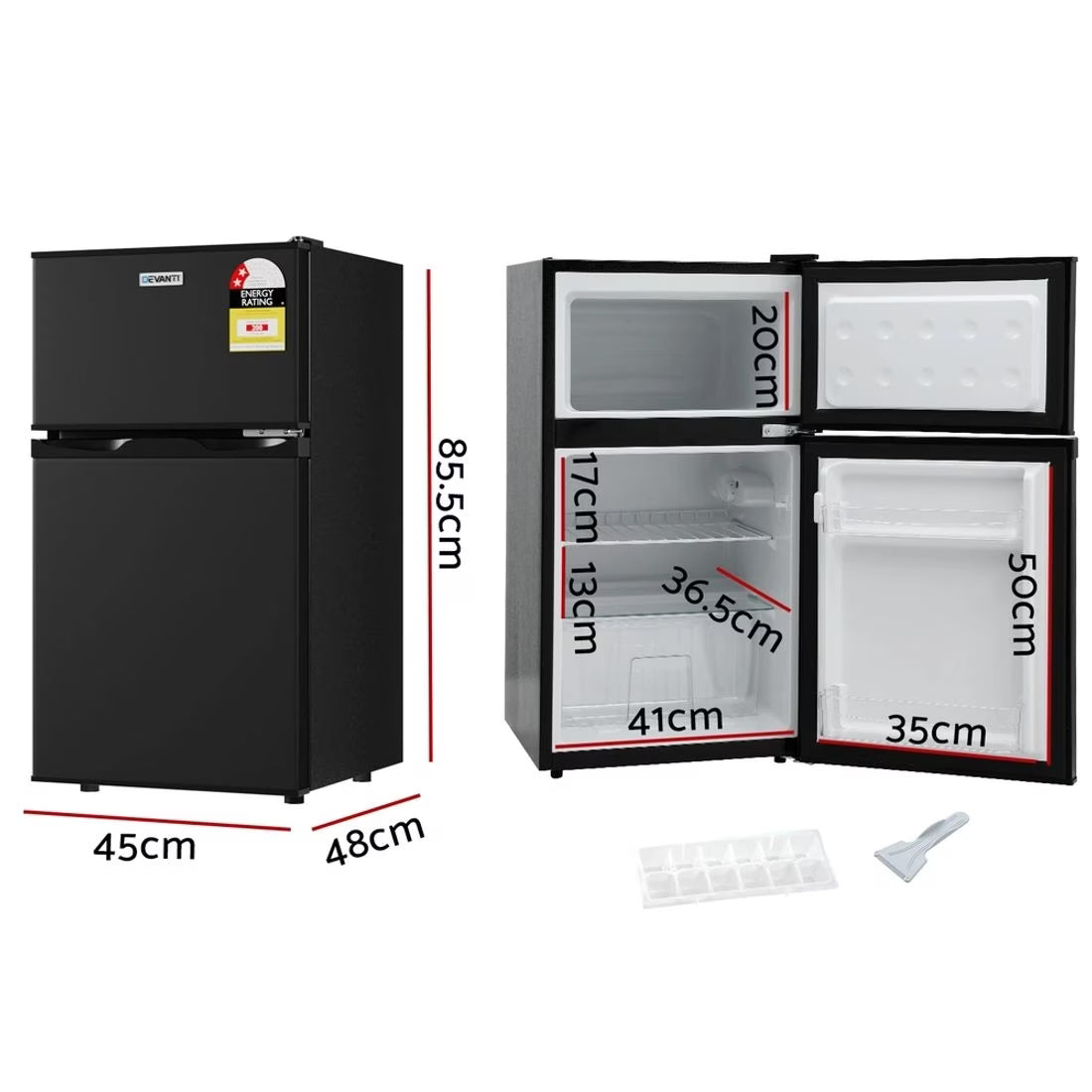 Devanti 85L Bar Fridge Mini Freezer Refrigerator - Black