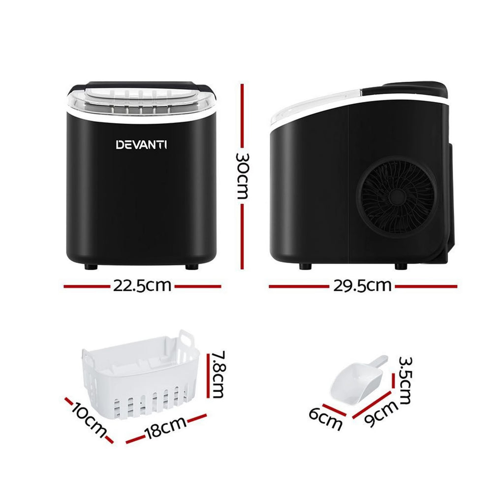 Devanti 12kg Ice Maker Machine w/Self Cleaning - Black