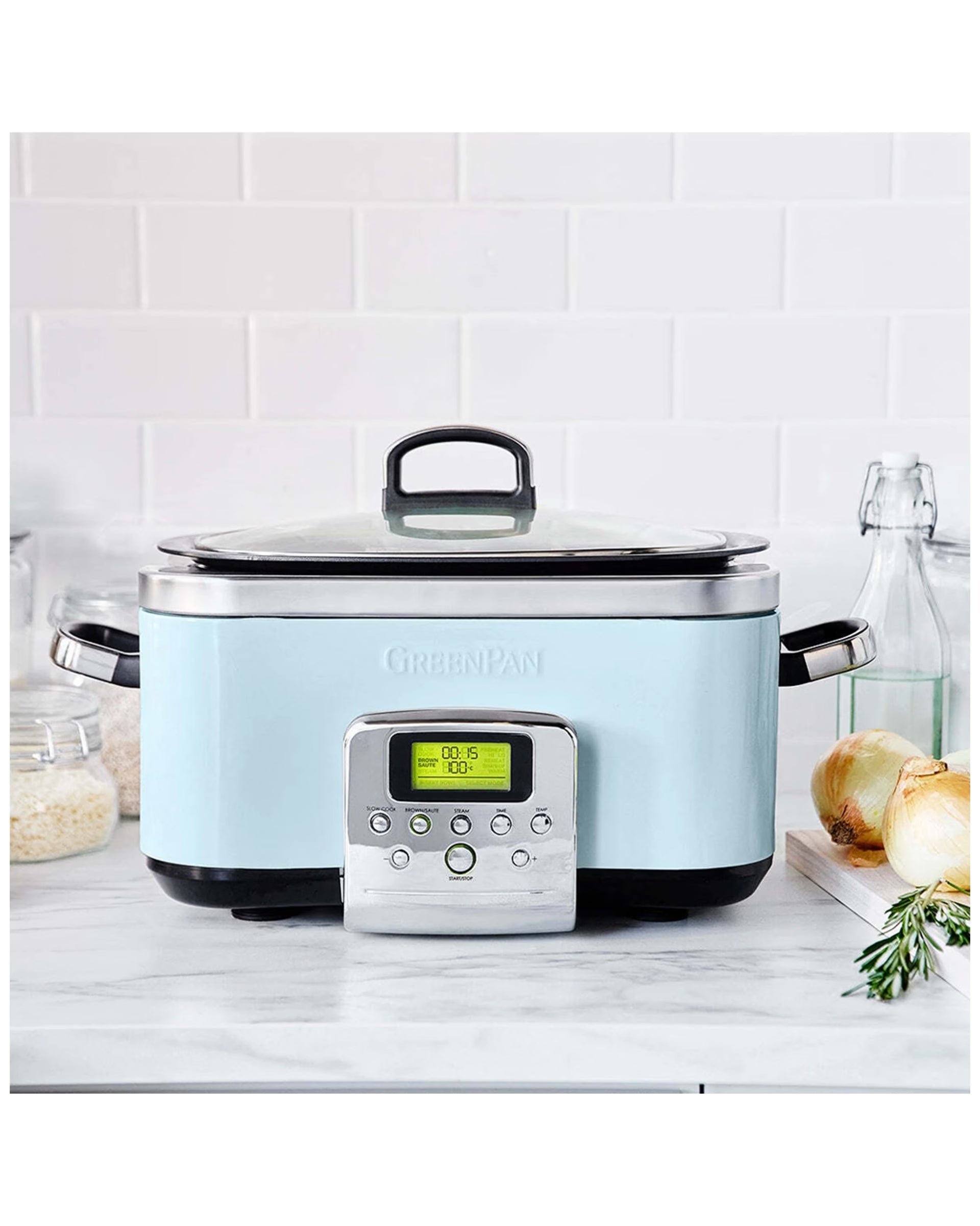 Greenpan Elite Blue Haze Electric Slow Cooker 230v 2200w Home Kitchen Cookware - Blue