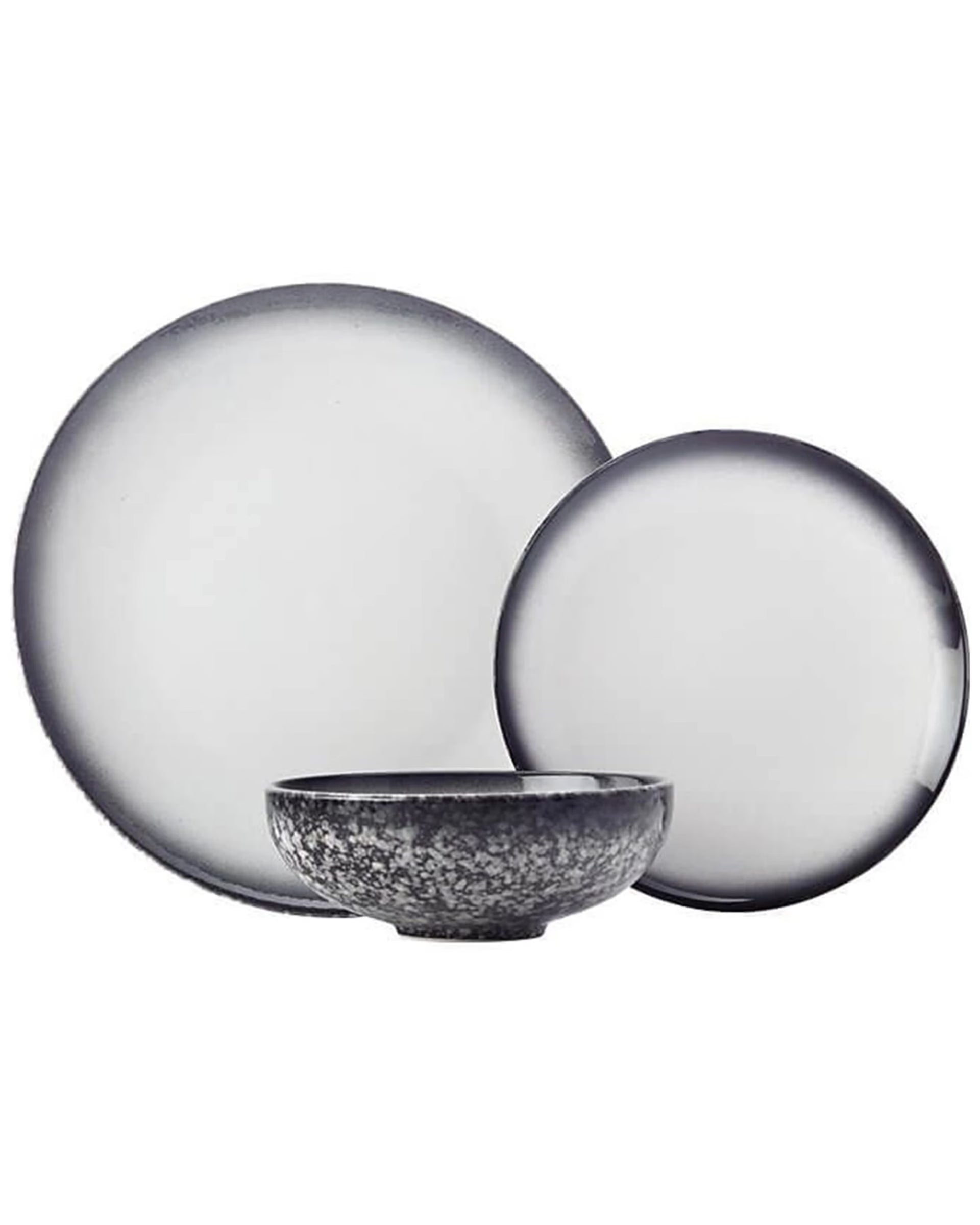 Maxwell & Williams 12pc Caviar Granite Porcelain Dinner Set Tableware - Black