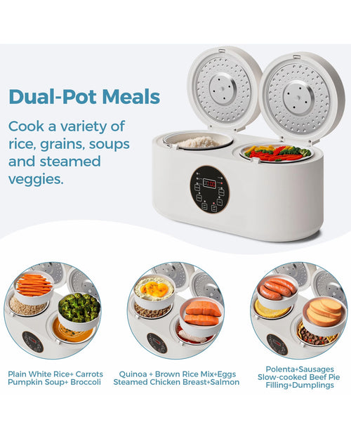 Advwin Dual-pot Electric Rice Cooker, 800w Multi-function Cooker With Steam Trays, Slow Cooker, 4l