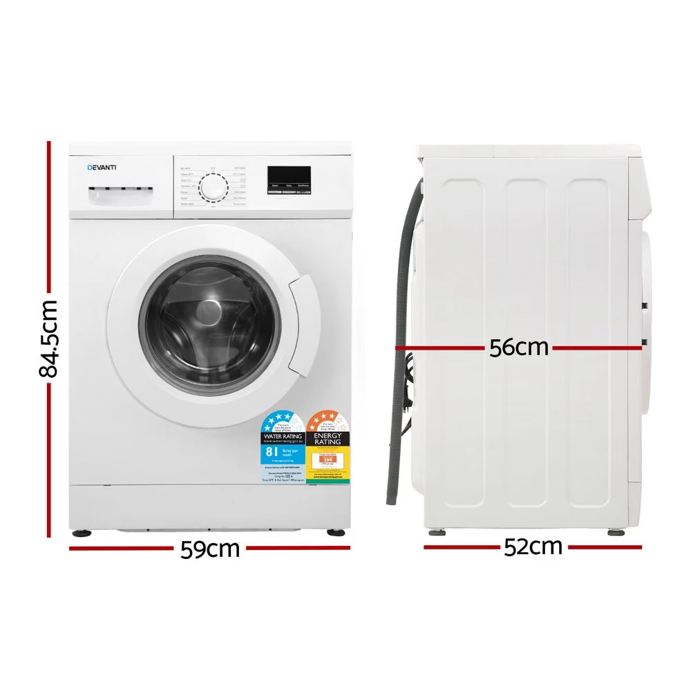 Devanti 8kg Front Load Washing Machine - White