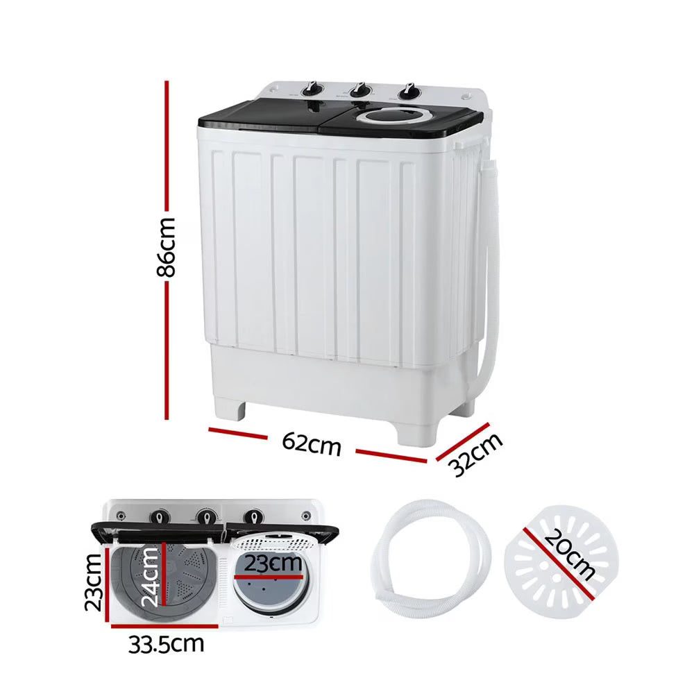 Devanti Portable Washing Machine Twin Tub 7KG - White