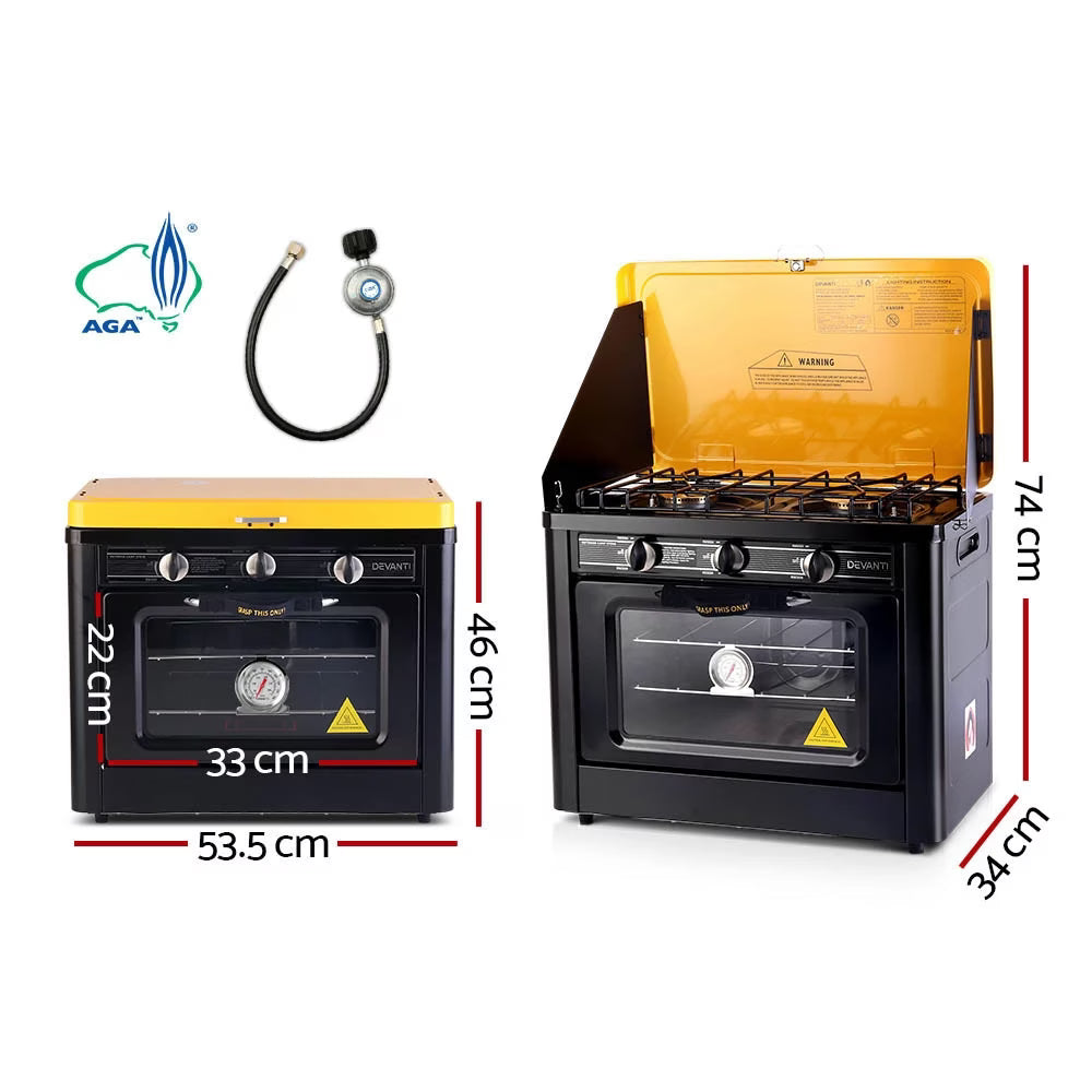 Devanti Portable Gas Oven LPG - Silver