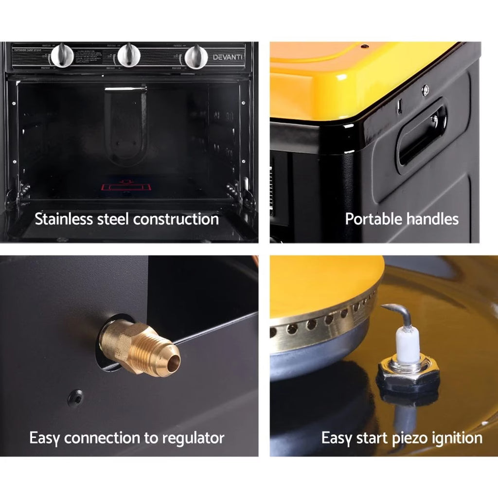 Devanti Portable Gas Oven LPG - Silver