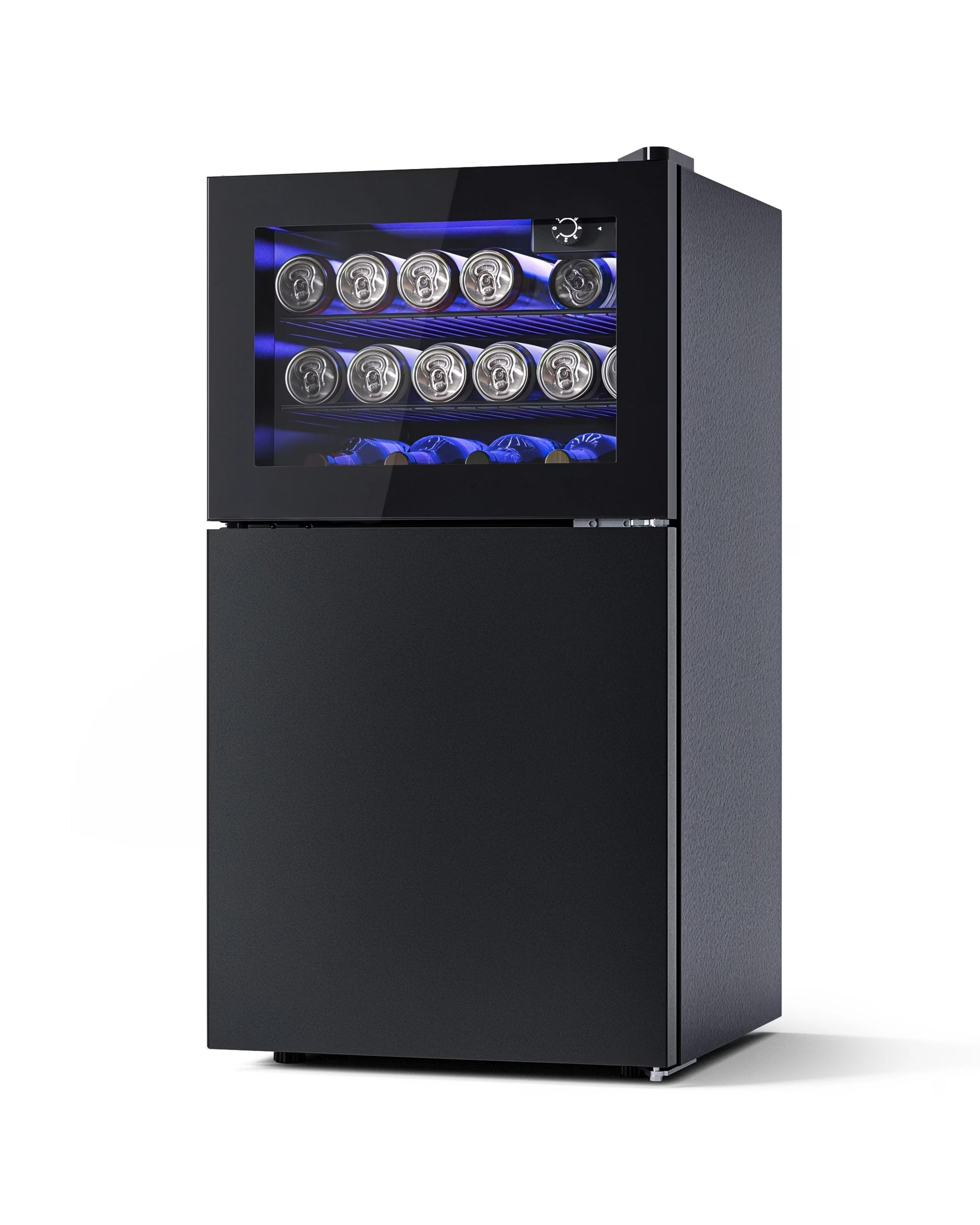 Advwin 80L Refrigerator with Freezer, 2-Door Mini Fridge - Black