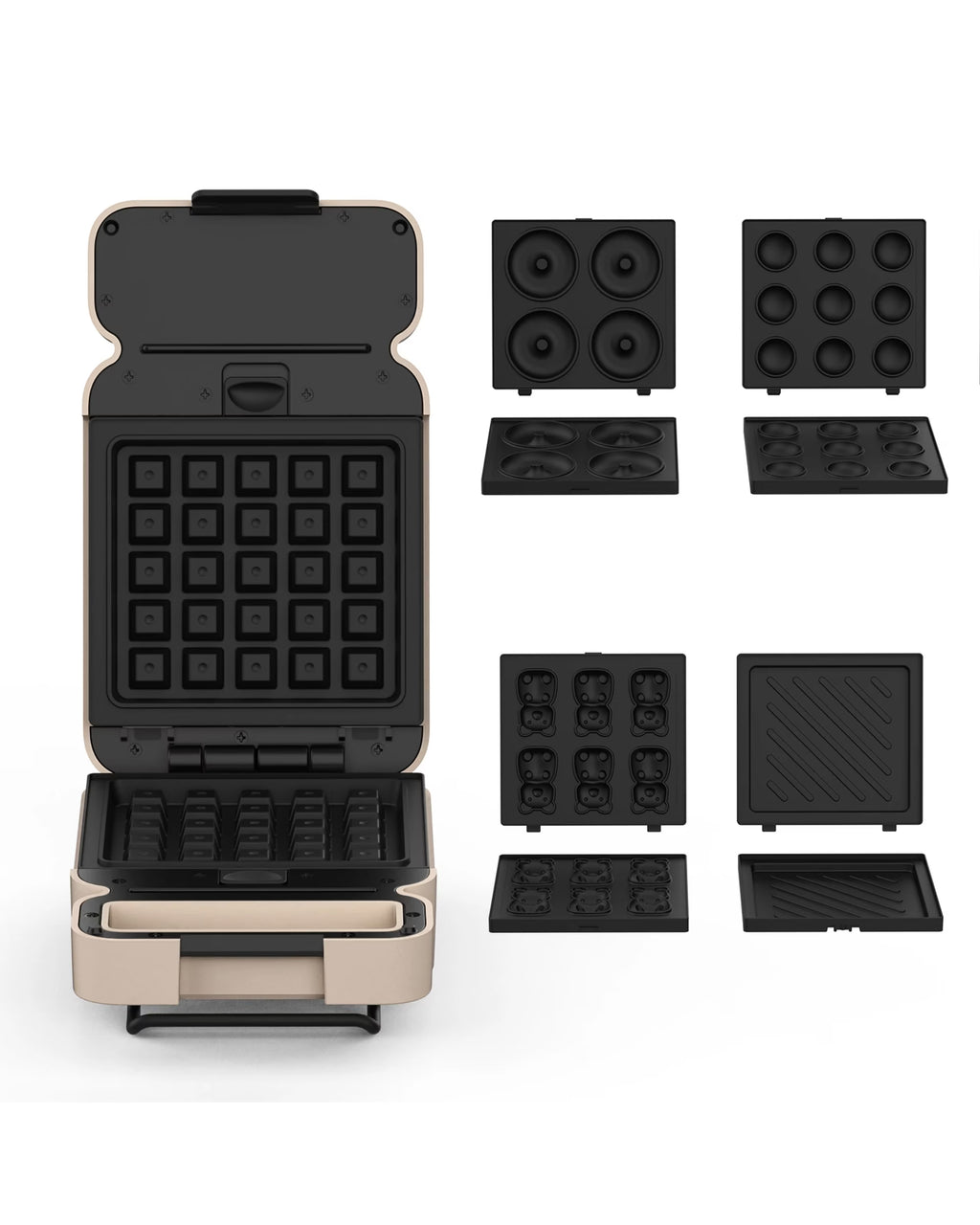 Advwin Waffle Maker with 10 Detachable Plates - Beige