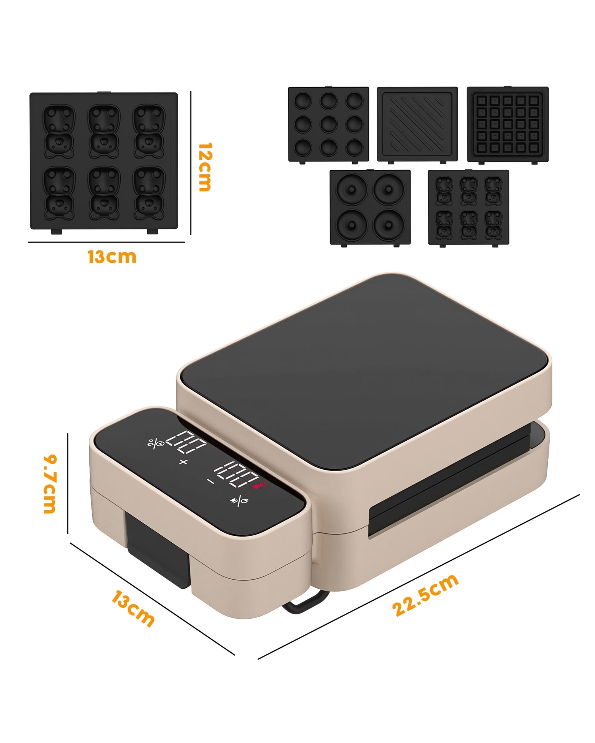 Advwin Waffle Maker with 10 Detachable Plates - Beige