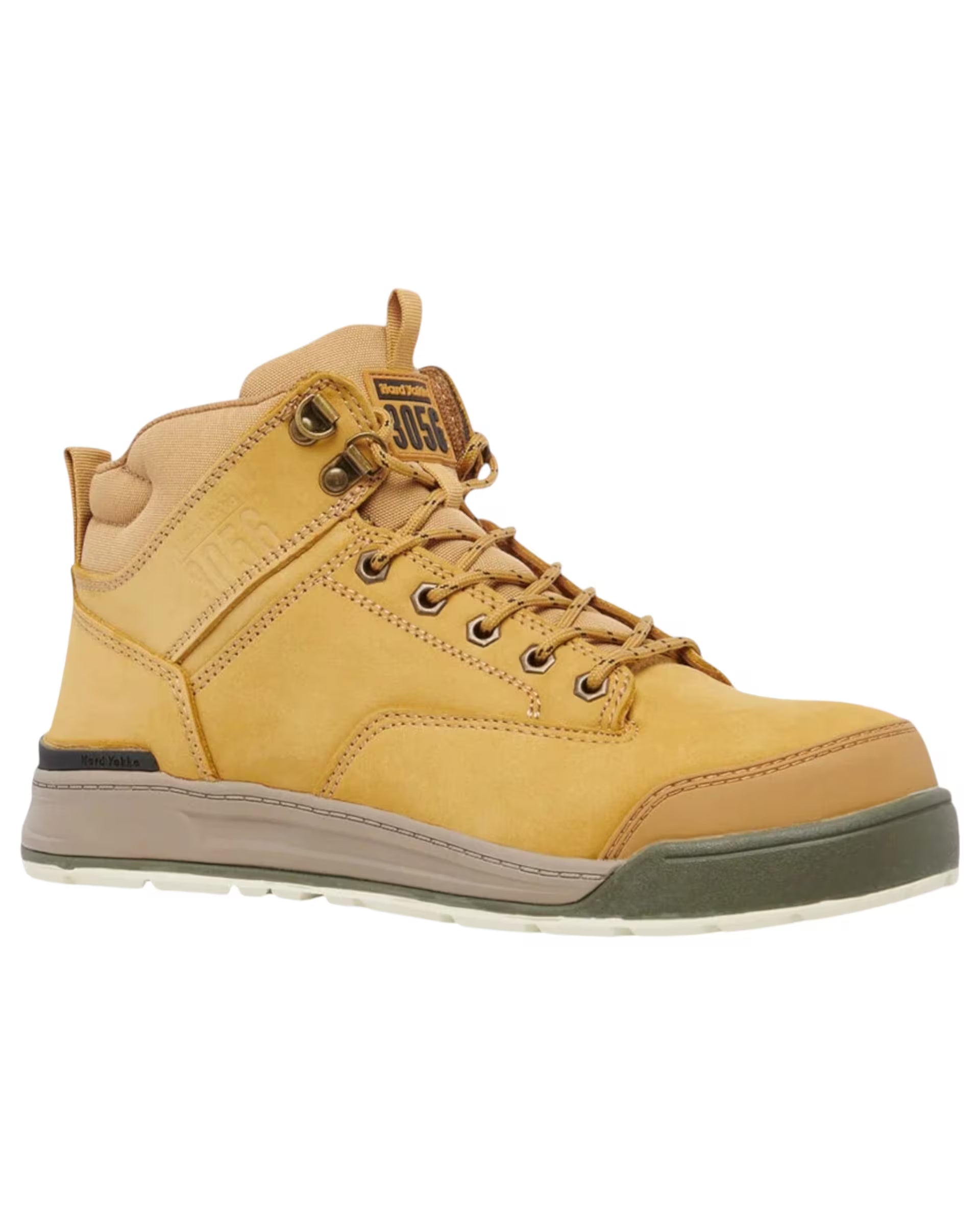 Hard Yakka Mens 3056 Lace Boots Zip Steel Top Cap Industrial Wheat Boot