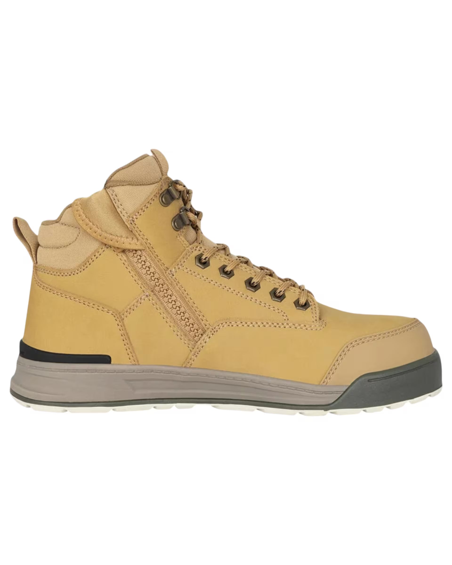 Hard Yakka Mens 3056 Lace Boots Zip Steel Top Cap Industrial Wheat Boot