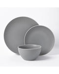Cadence & Co. Maze 12-Piece Ribbed Matte Glaze Dinner Set 4 person - Matte Glaze Grey
