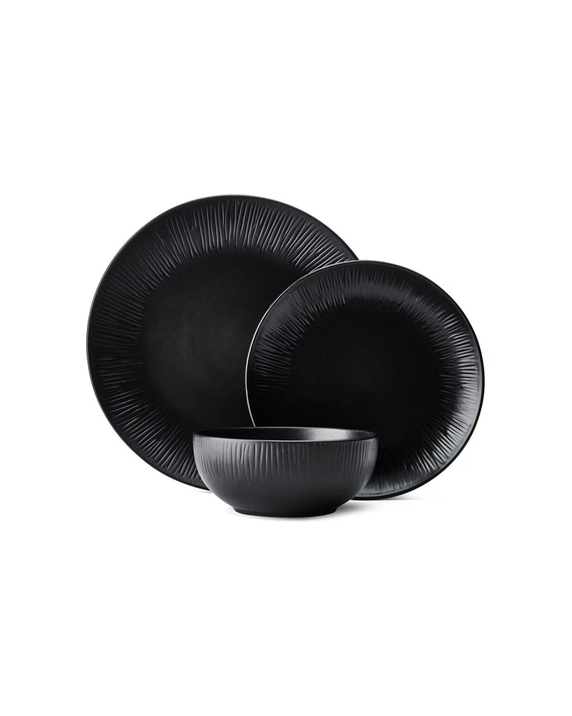 Mikasa Jardin 12pc Stoneware Dinner Set Botanical Vibes - Black