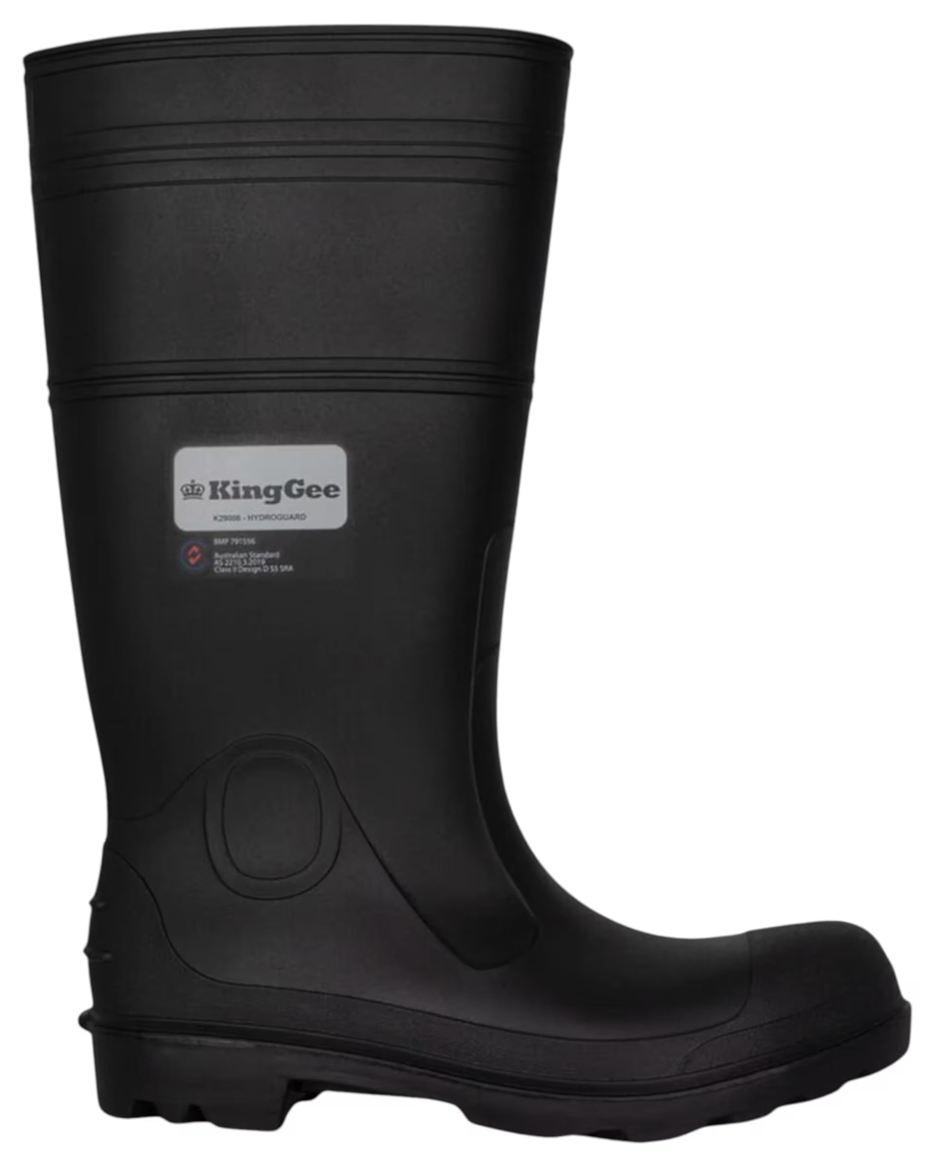 KingGee Mens Hydroguard Safety Black Gumboot Shoes