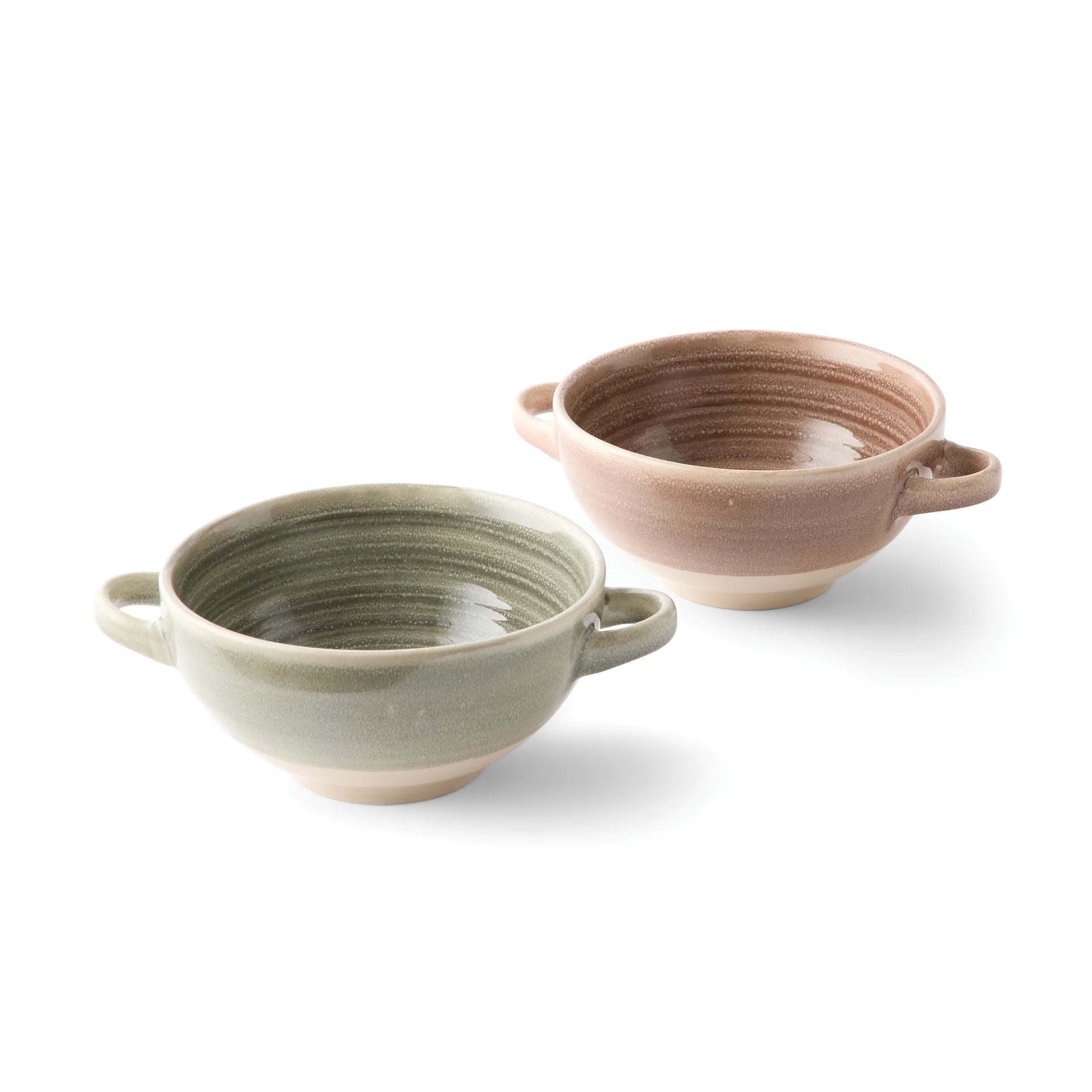 Set of 2 Green and Chocolate Bowls