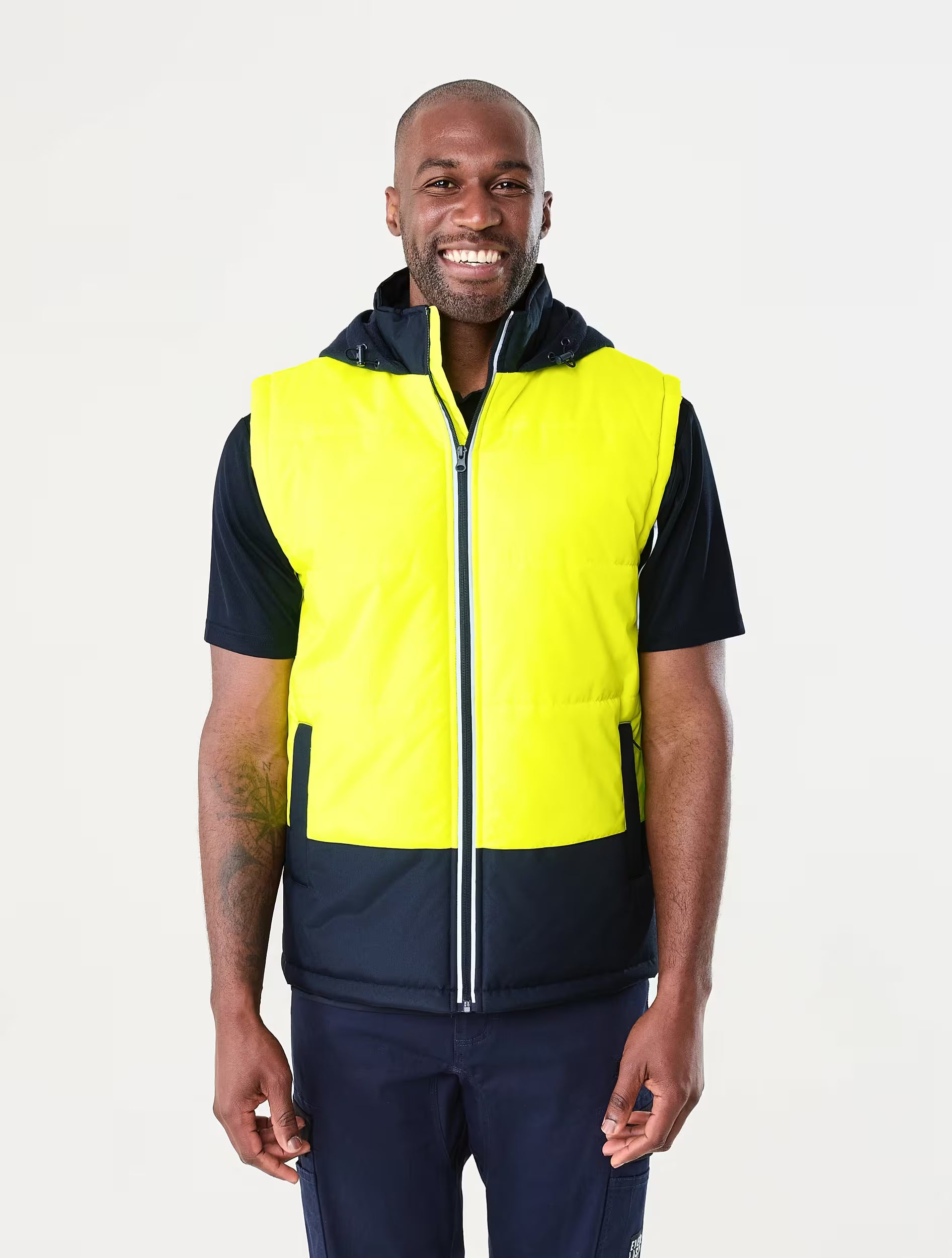 Workwear Hi-Visibility Hooded Puffer Vest