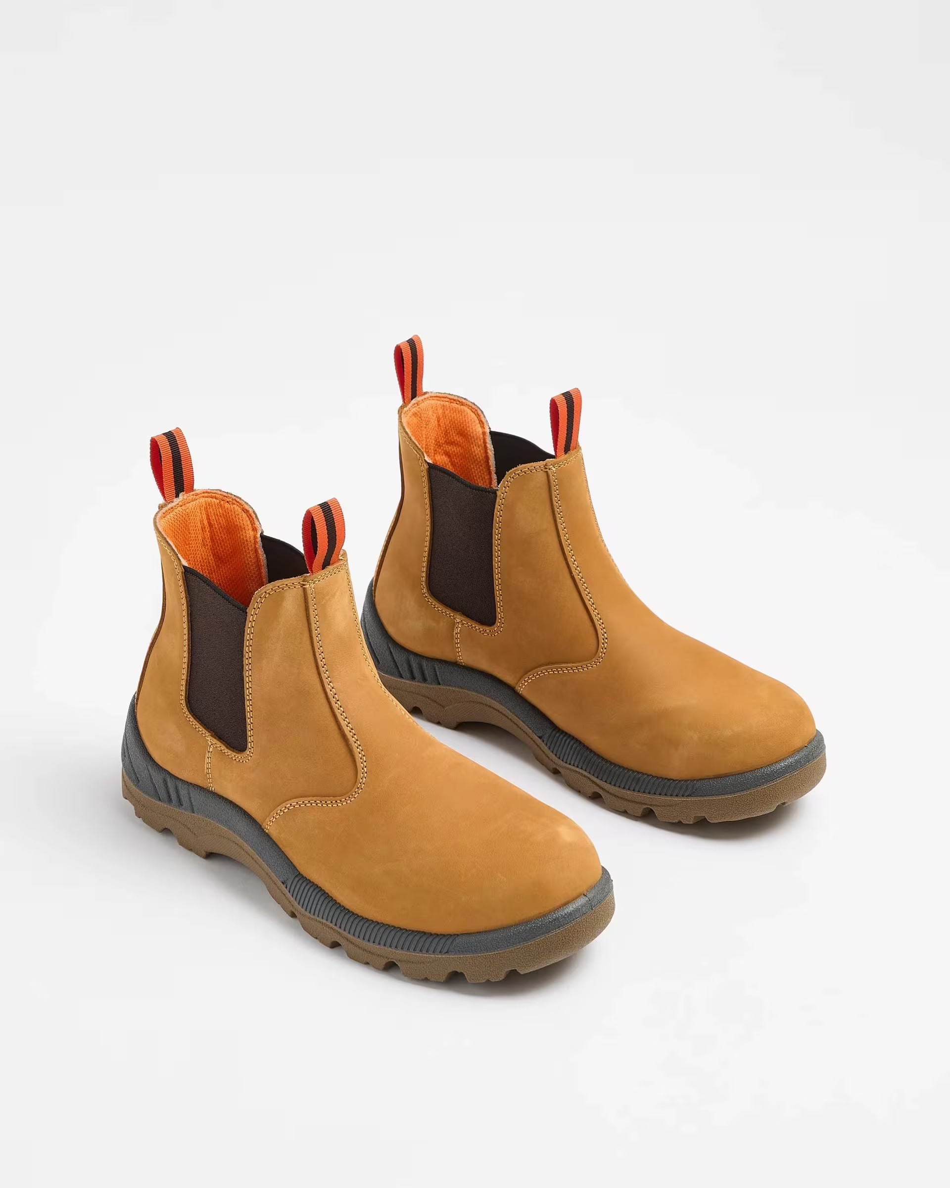 Mens Graphite Genuine Leather Slip On Work Safety Boot