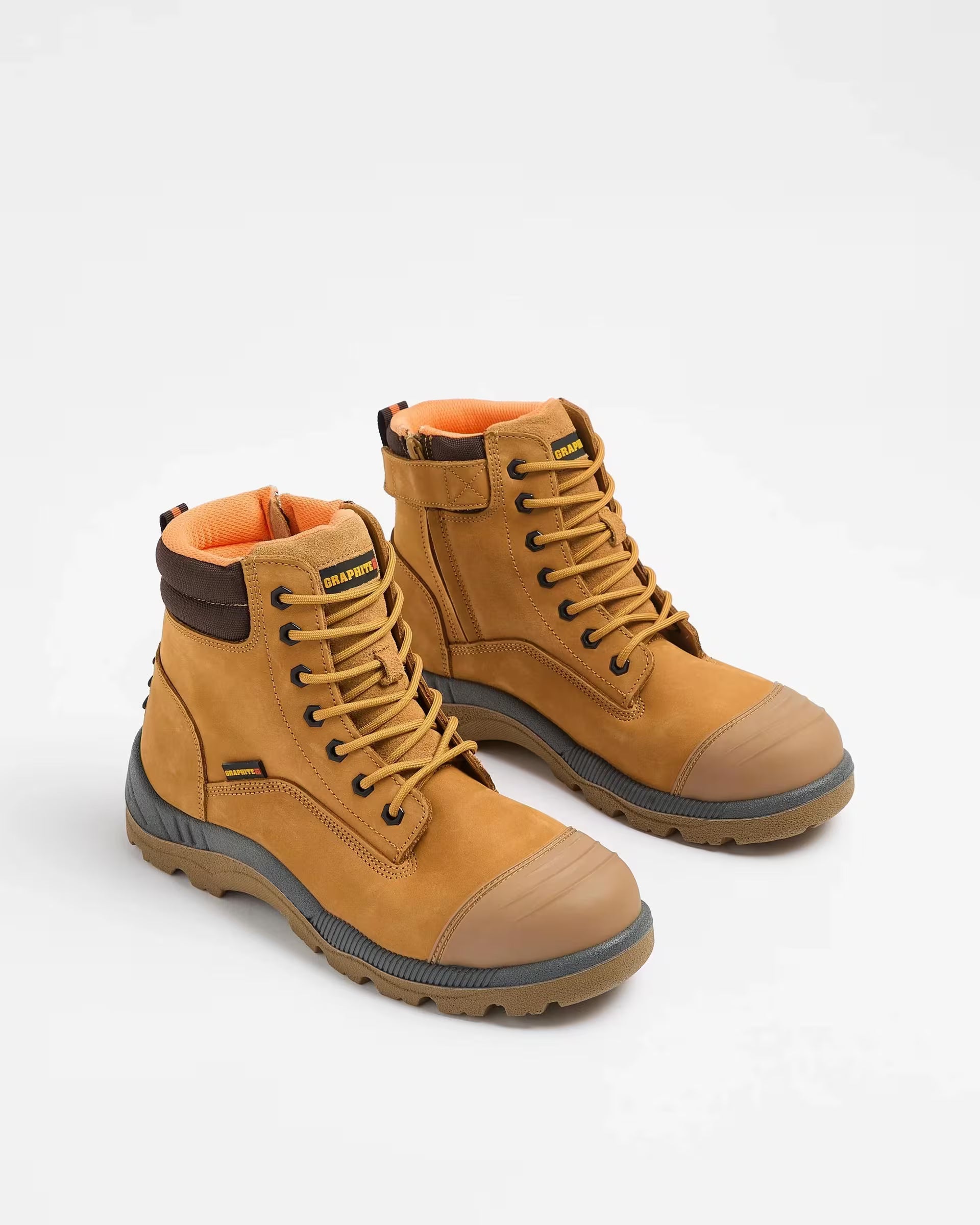 Mens Graphite Genuine Leather Lace Up Work Safety Boot